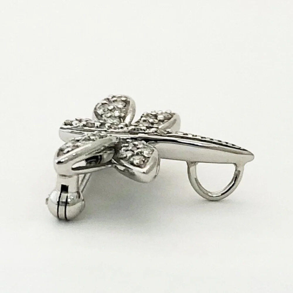 K18 White Gold Diamond Dragonfly Brooch 0.29ct Fine Jewelry Pin